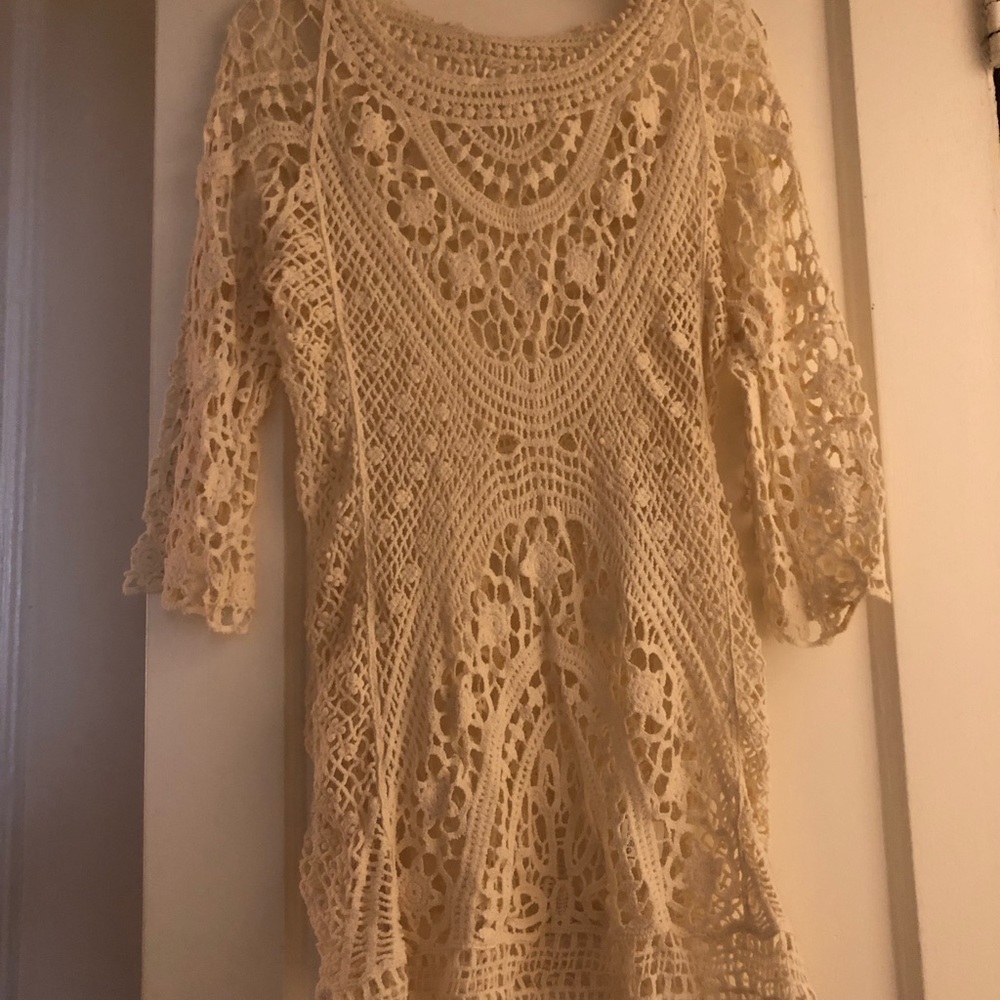 Macrame short dress, cotton
